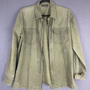 Oak + Fort Men’s Medium Shacket Two Pockets Zip Army Green READ